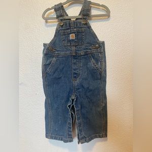 Unisex Carhartt Boys Girls Denim Overalls 6 month jean with button open bottom